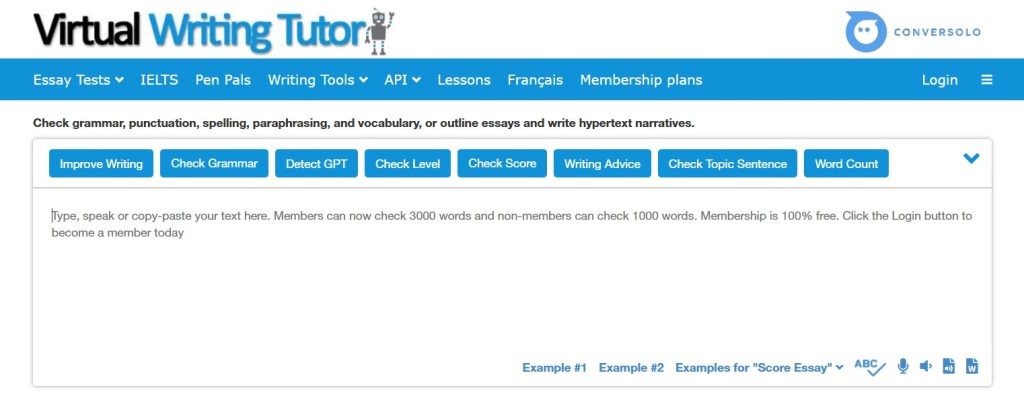 Web kiểm tra ngữ pháp Virtual Writing Tutor